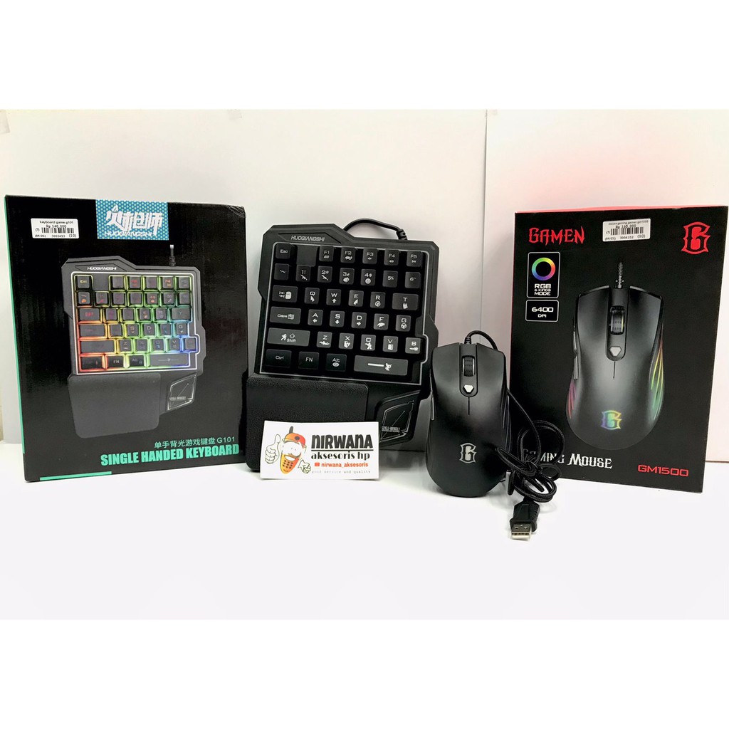 PAKET KEYBOARD MOUSE GAMING RGB WIRED ALAT GAMING LENGKAP / KEYBOARD SINGLE HAND / KEYBOARD GAME / M