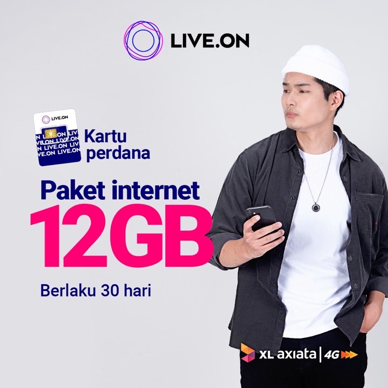Kartu perdana live on XL 12GB (30 hari)