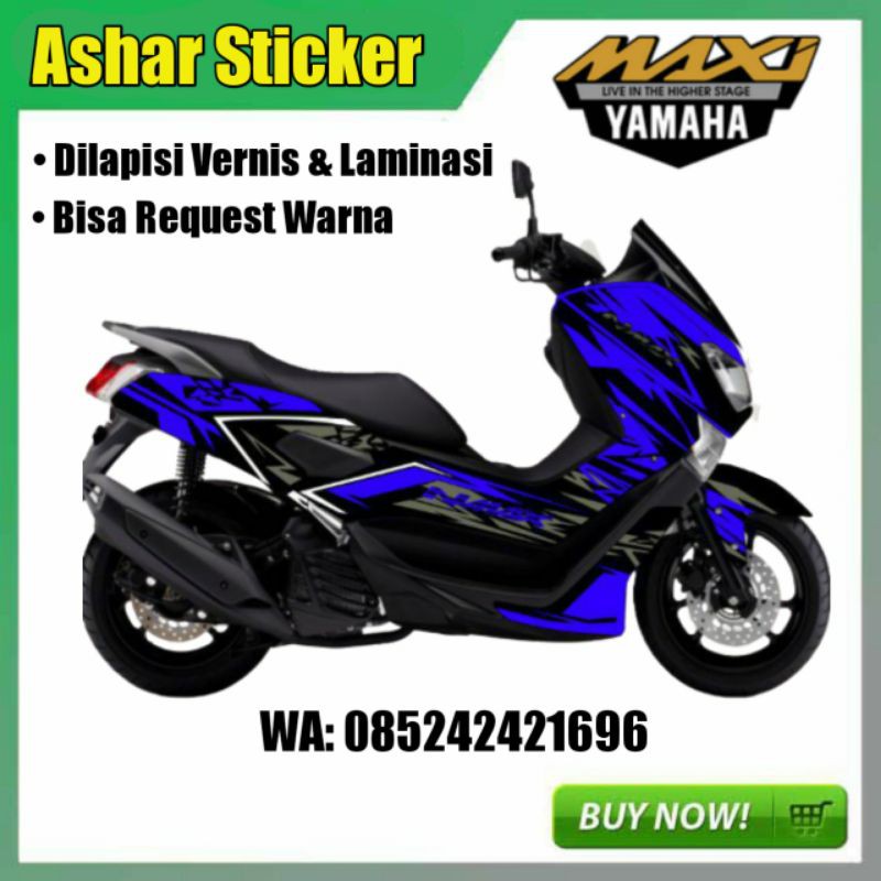 DECAL NMAX FULL BODY WARNA BIRU HITAM, DECAL NMAX, STIKER NMAX