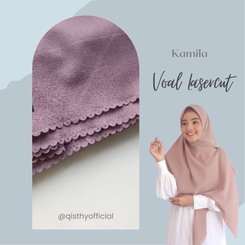 Kamila SEGI EMPAT LASER CUT OSKARA VOAL MIRACLE PLAIN | Hijab Segi Empat 120 x 120 by Qisthy Hijab