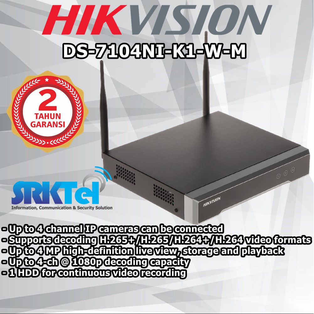 HIKVISION DS-7104NI-K1-W-M NVR WIFI 4CH DS-7104NI-K1/W/M Up to 4MP