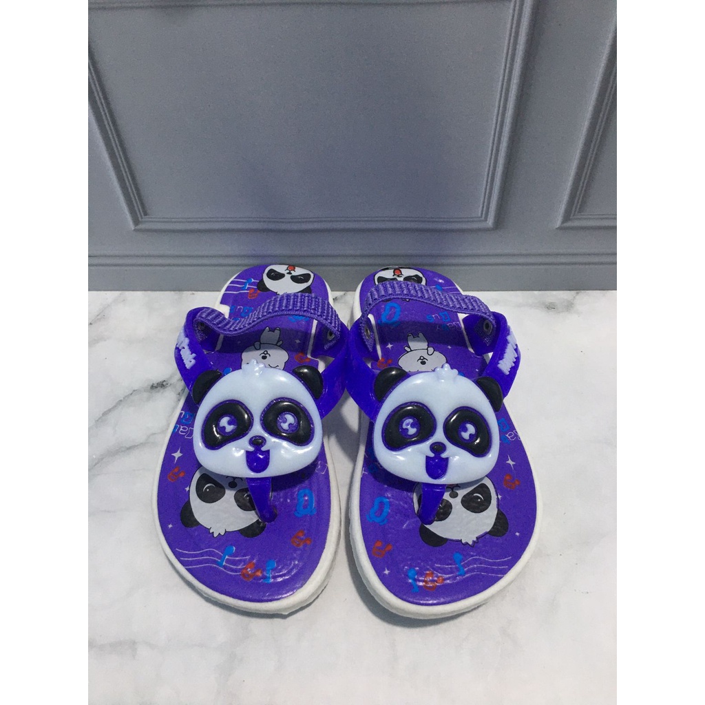 JJ-1816-30 Sandal Bunyi Cit Cit Anak Tali Elastis Karakter Panda / Sandal Jepit Bunyi Import Ukuran 24-29