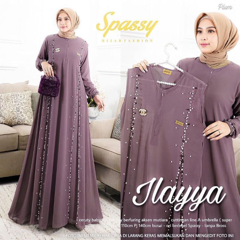 Baju Gamis Wanita Muslim Ilayya Set Maxy Fashion Perempuan Dewasa Remaja Cewek Putri Ibu Modern Terb