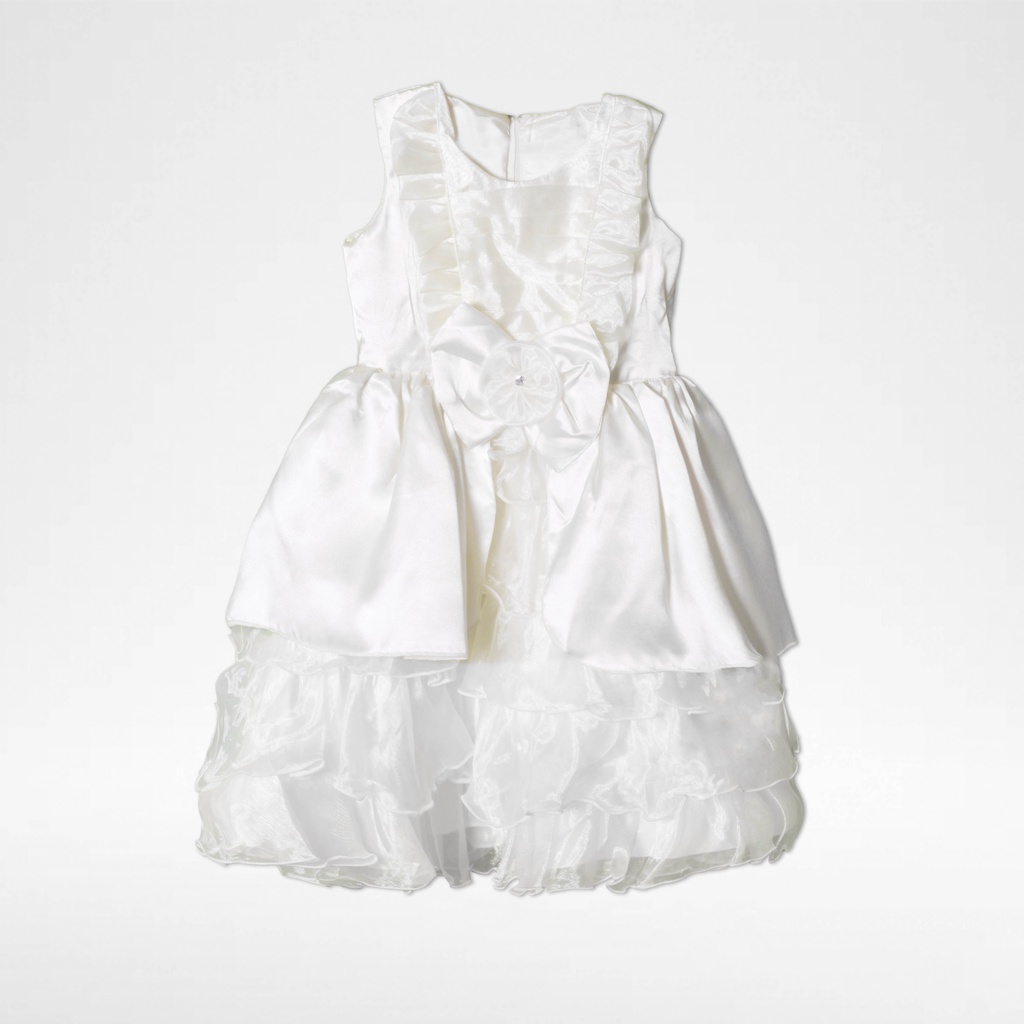 Haura Dress Anak Ruffle Satin Premium &amp; Bando Anak AK37