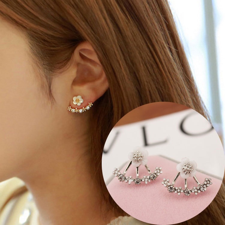 Anting Tusuk Gantung Desain Bunga Aster / Chrysanthemum Hias Kristal Gaya Korea / simple Untuk Wanita