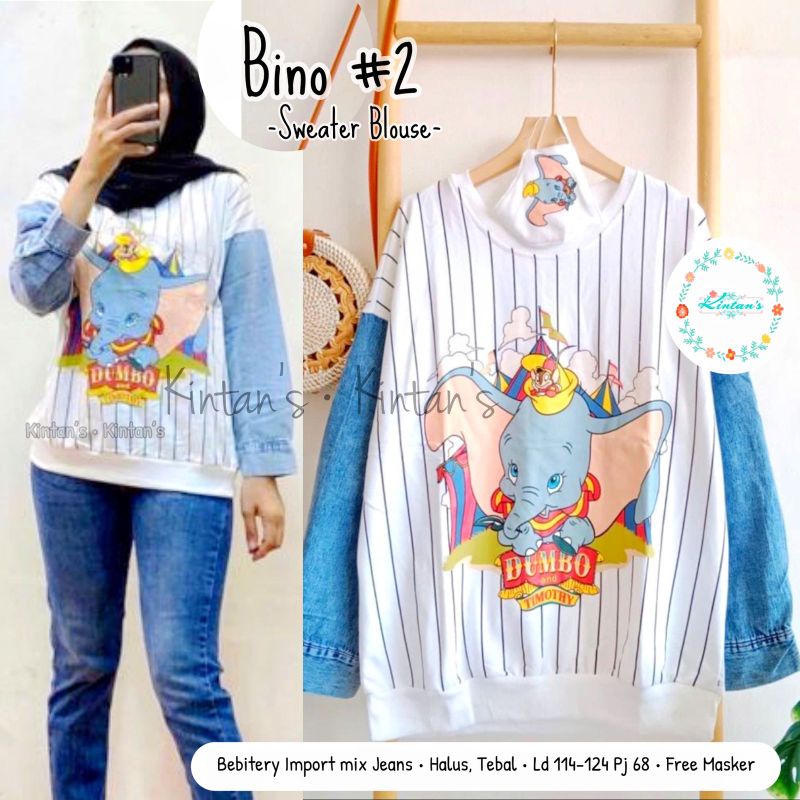 Bino #2 sweater blouse by kintans / Sweater muslimah kartun babytery halus