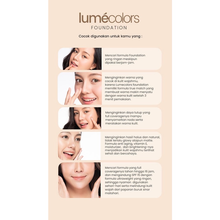 Lumecolors Foundation HD Full Coverage Acne Oil Skin Control / Alas Bedak Wajah Tahan Lama Menutup Jerawat Flek dan Noda