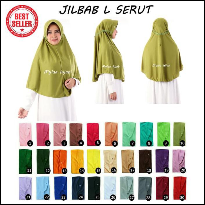 Anisacollectionshop Jilbab Instan Serut Dewasa Size L Bahan Kaos Pe Hijau Botol - Hitam