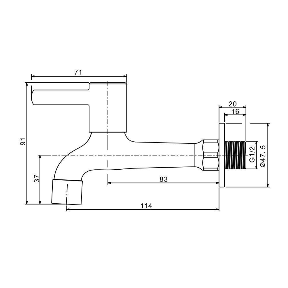 Kran Air Long Wall Tap Merk FRAP Type IF6232 ukuran 1/2 inch