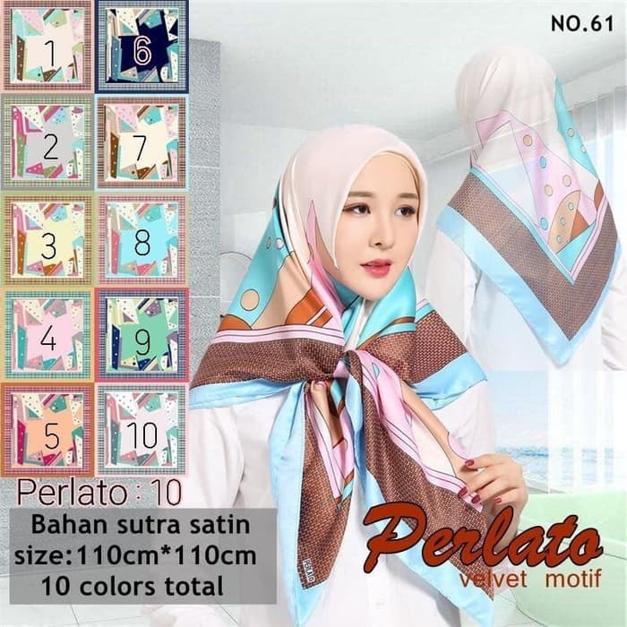 Jilbab Segi Empat Satin Velvet Motif Polkadot Bunga seri : PERLATO 10