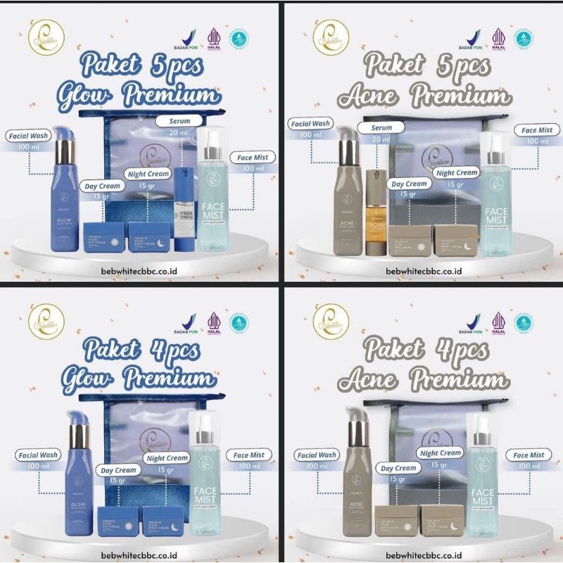 BEBWHITE C BBC PREMIUM GLOW | BEBWHITE C BBC PREMIUM ACNE | CREAM AMAN BPOM HALAL | OBAT JERAWAT
