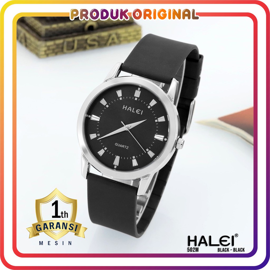 COD JAM TANGAN PRIA HALEI ORIGINAL 502 BAHAN KARET WATER RESISTANT STAINLES STEEL ANTI AIR