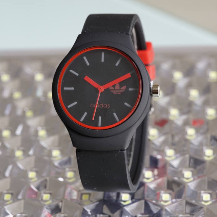 Jam Tangan Pria / Wanita Murah Adidas SK2845 Rubber Black Red