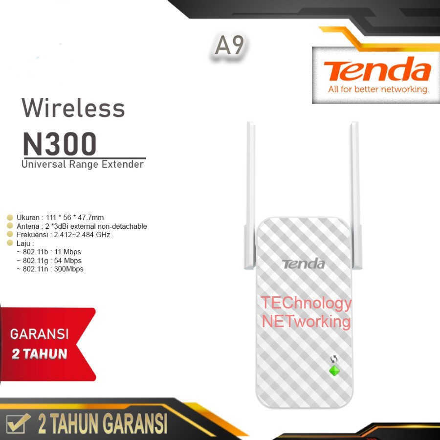 TENDA A9 : SEAMLESS REPEATER / RANGE EXTENDER PENGUAT SIGNA