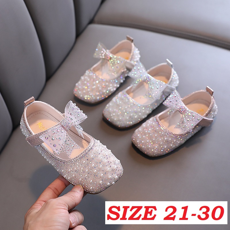 SH1-Sepatu Pesta Anak Perempuan Import Mutiara Sparkling