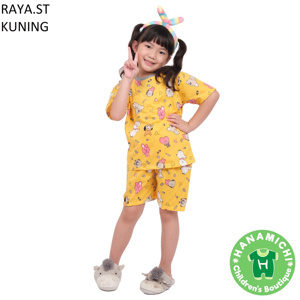 Hanamichi RAYA.ST Setelan Anak Lengan Pendek Motif Print