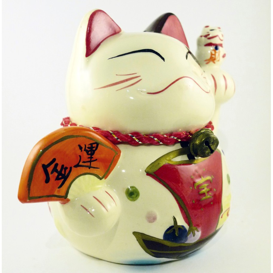 CELENGAN KUCING MANEKI NEKO LUCKY CAT PUTIH PIGGY BANK