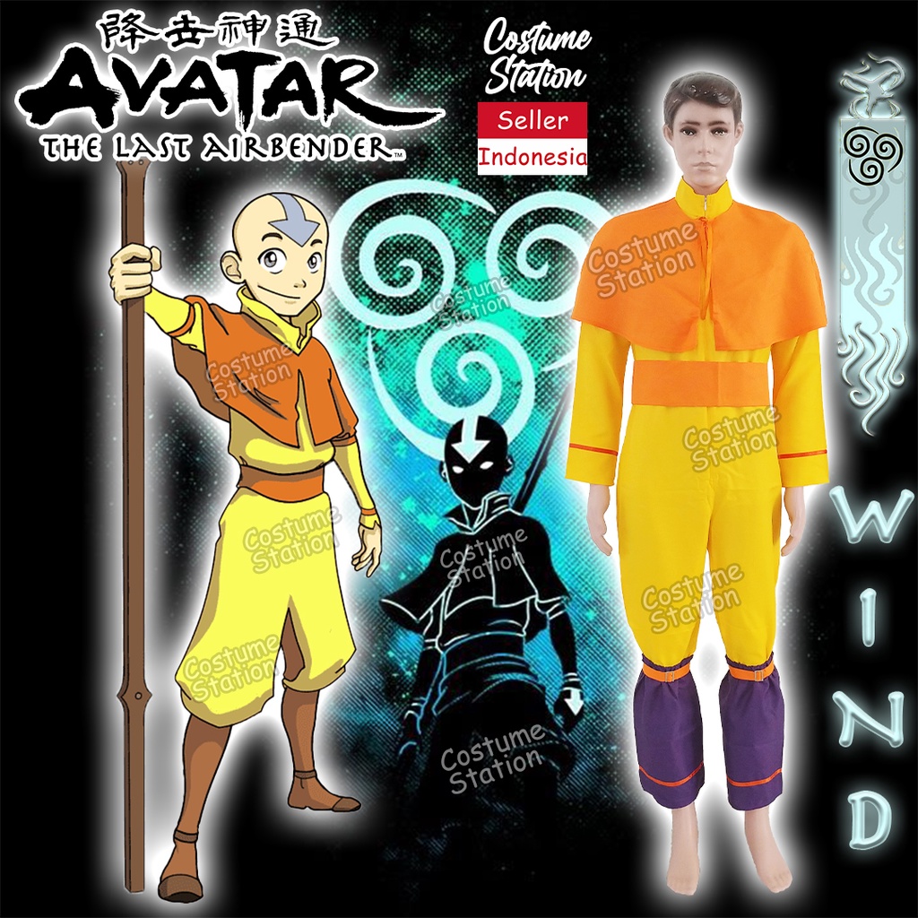 Kostum Aang Avatar The Last Airbender / Costume Wind Bender dewasa