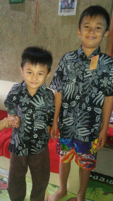 Kemeja Batik Manggar Hitam Abu