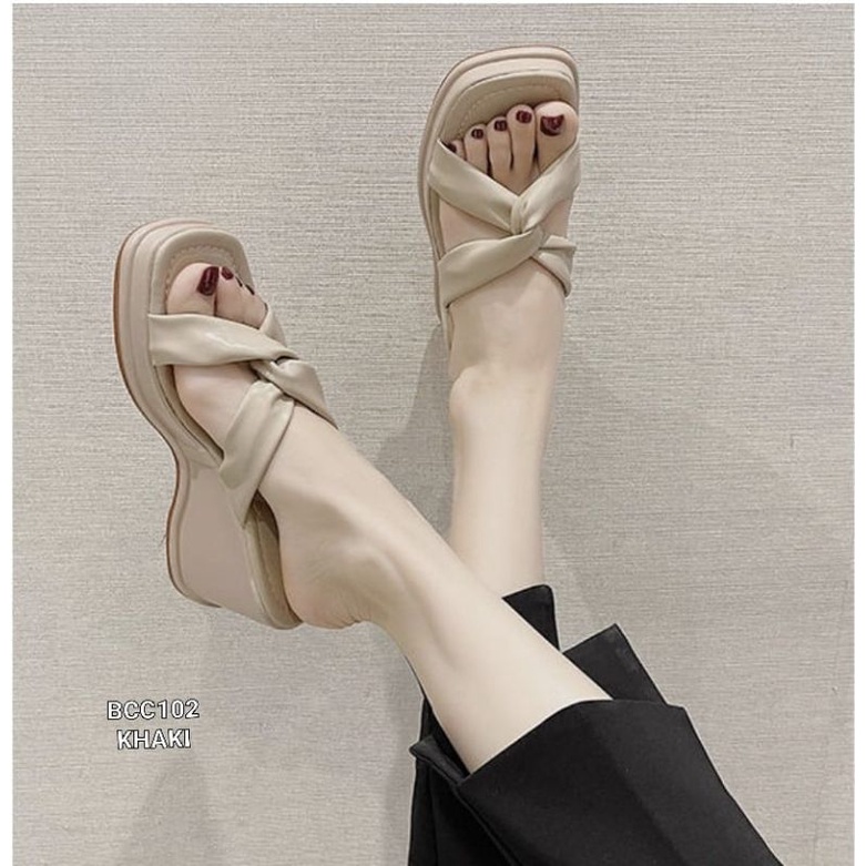 SANDALS OPEN TOE SPONGE WEDGES KOREA BCC102 SB