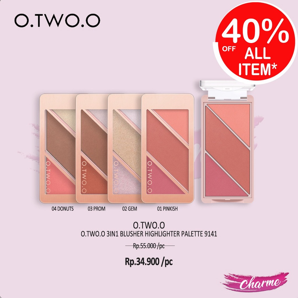 (READY&amp;ORI) O.TWO.O Otwoo 3in1 Blusher Highlighter Pallete 9141