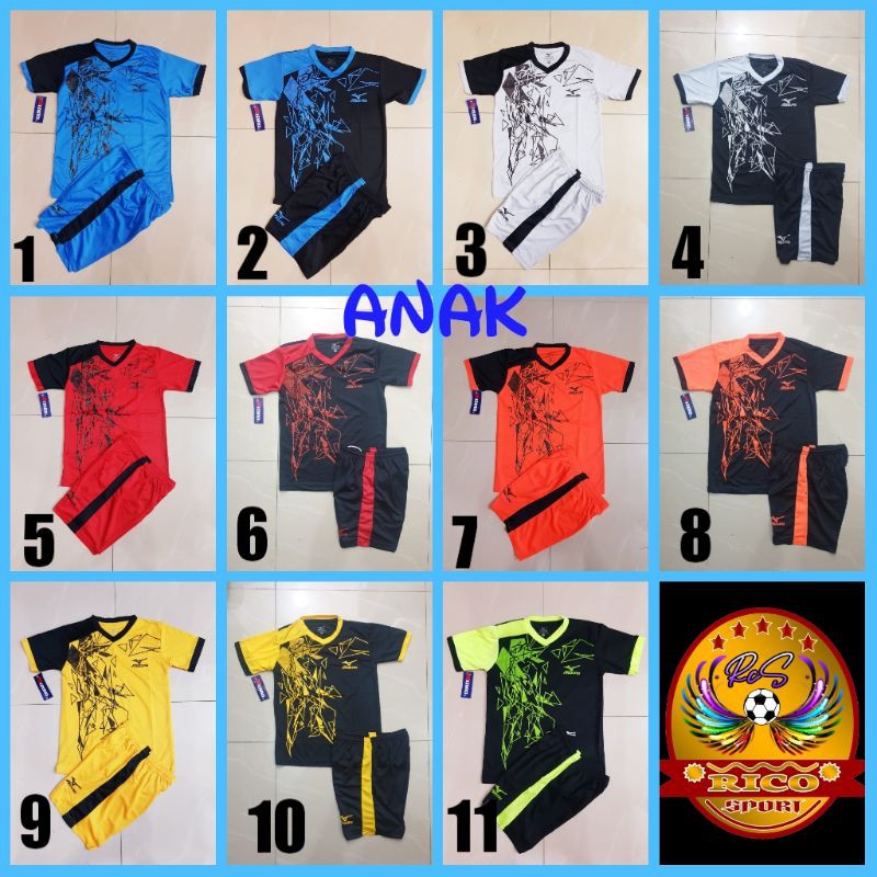 Baju olahraga Anak Jersey sepakbola futsal badminton voly setelan Mizuno percah terbaru termurah