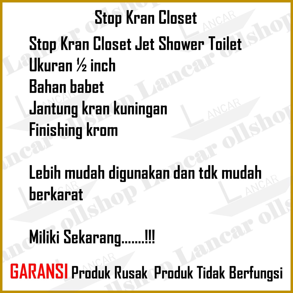 Stop Kran Cabang TEE Kran Shower Toilet Closet Jet Sambungan Cabang 2 Lubang Single