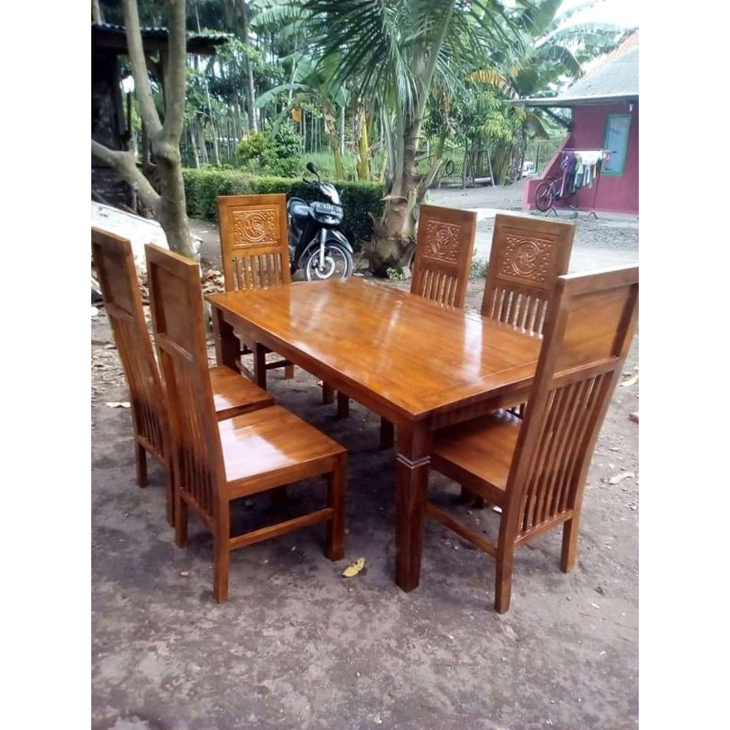 

meja makan jati minimalis 6 kursi garansi pengiriman