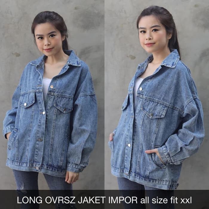 Jaket Oversize Wanita- Jaket Jeans Import Premium Quality- Long Jacket