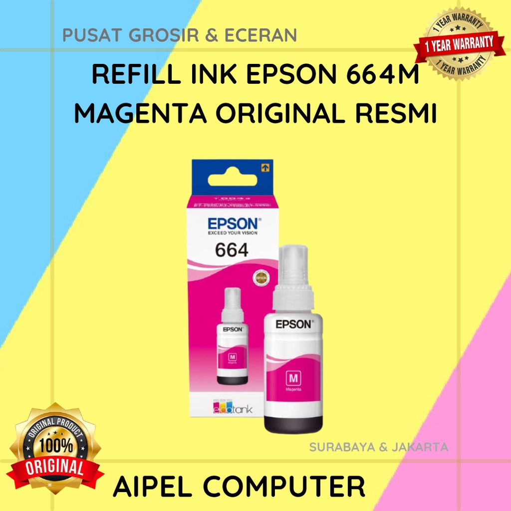 664M | REFILL INK EPSON 664M MAGENTA ORIGINAL RESMI