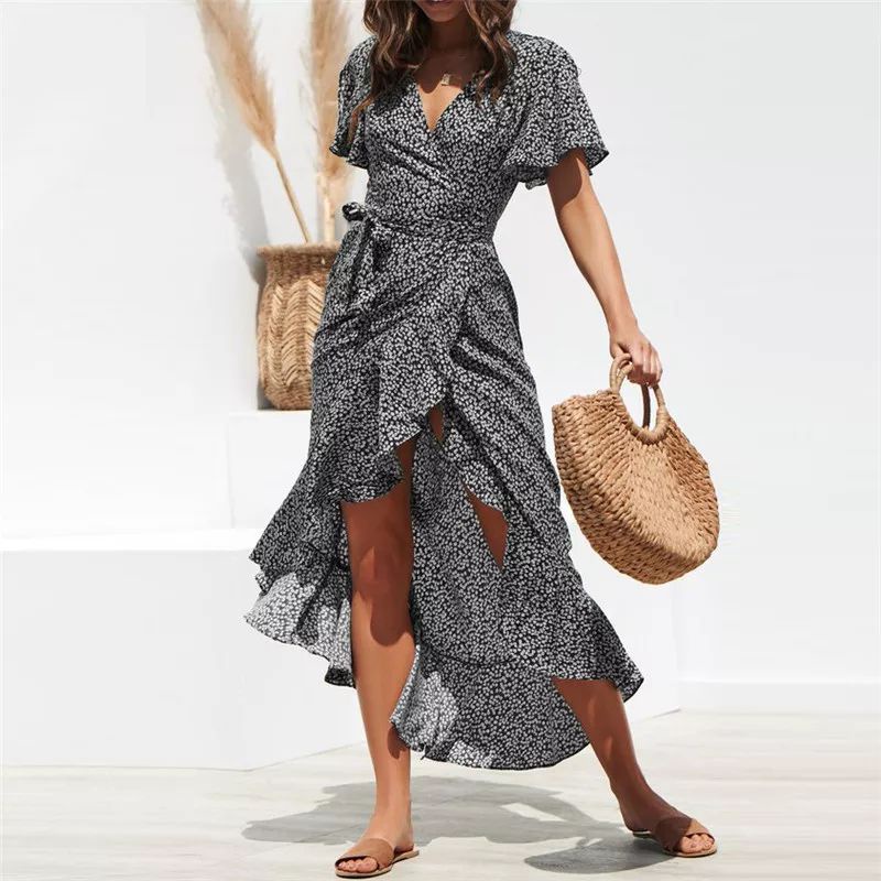 Flare wrap dress pantai summer bohemian boho