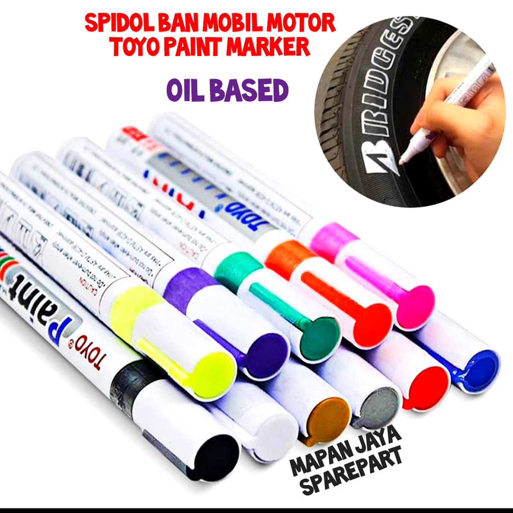 SPIDOL BAN MOBIL MOTOR  KACA KERTAS PLASTIK TOYO PAINT MARKER PEN ORIGINAL OIL BASED MARKER