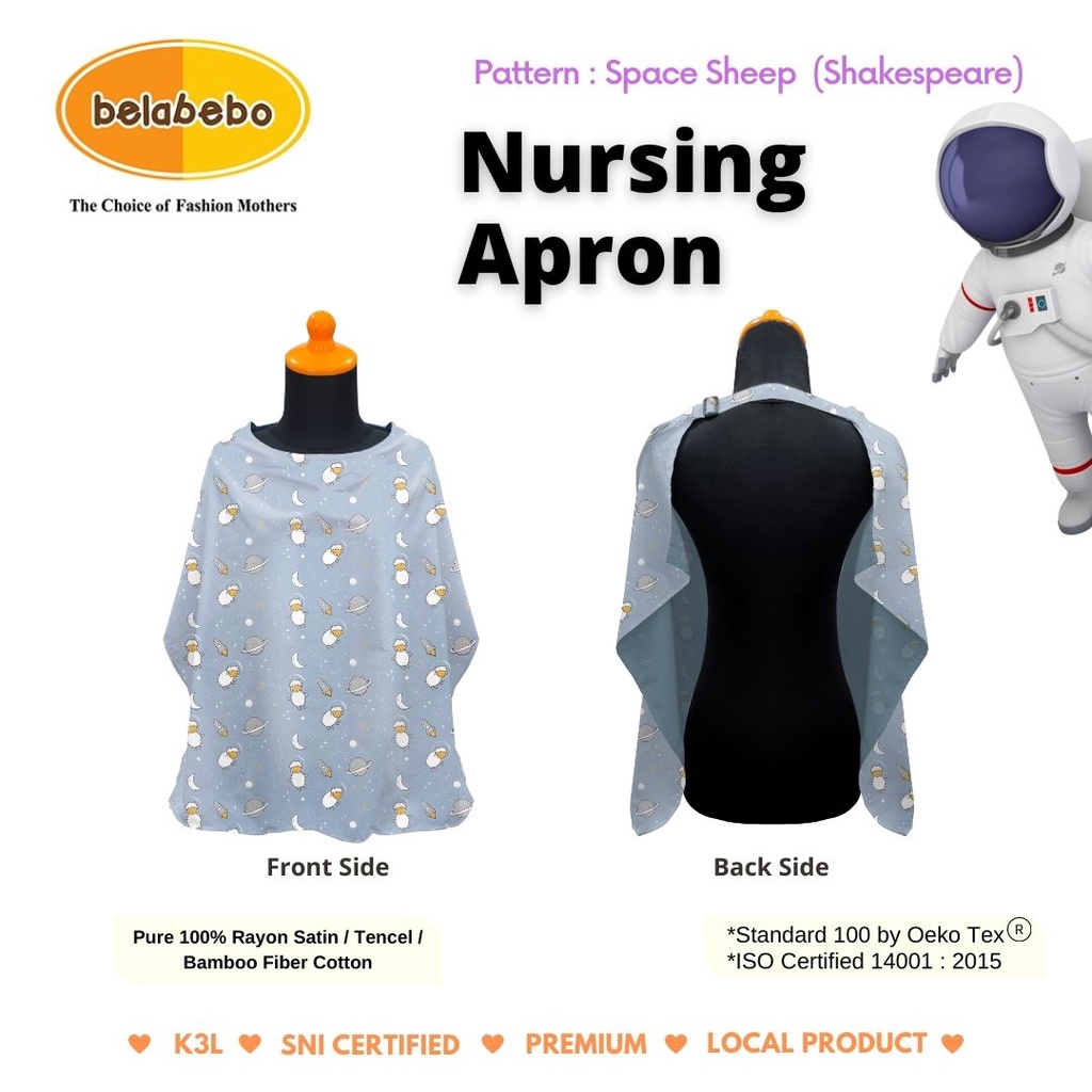 Belabebo Nursing Apron Selapis Bahan Super Rayon Satin Terlembut