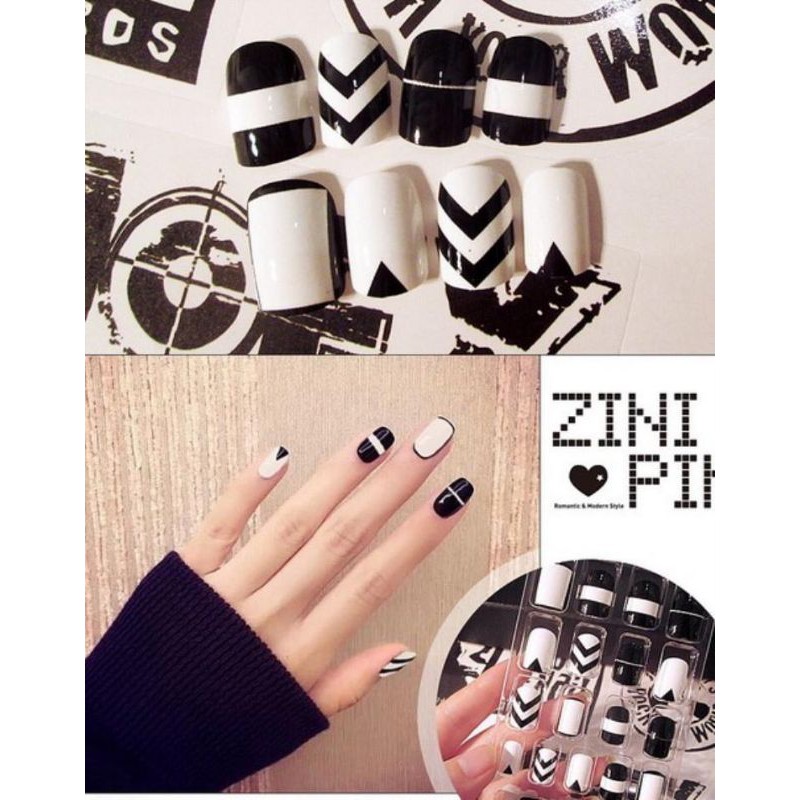 24pcs kuku palsu termasuk lem /nails art