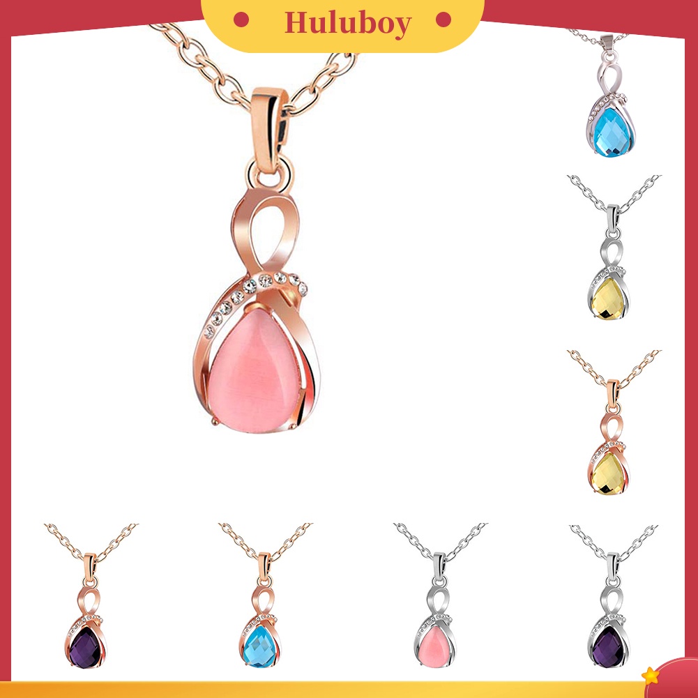 Hu Hu Hu Hu Hu Alat Bantu Pasang Kacamata♡ Kalung Rantai Dengan Liontin Bentuk Tetesan Air Opal Aksen Berlian Imitasi Untuk Wanita