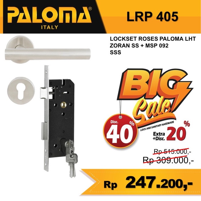 Paloma Kunci Pintu Set Handle Pintu Handle Set LockSet Roses Zoran LRP 405