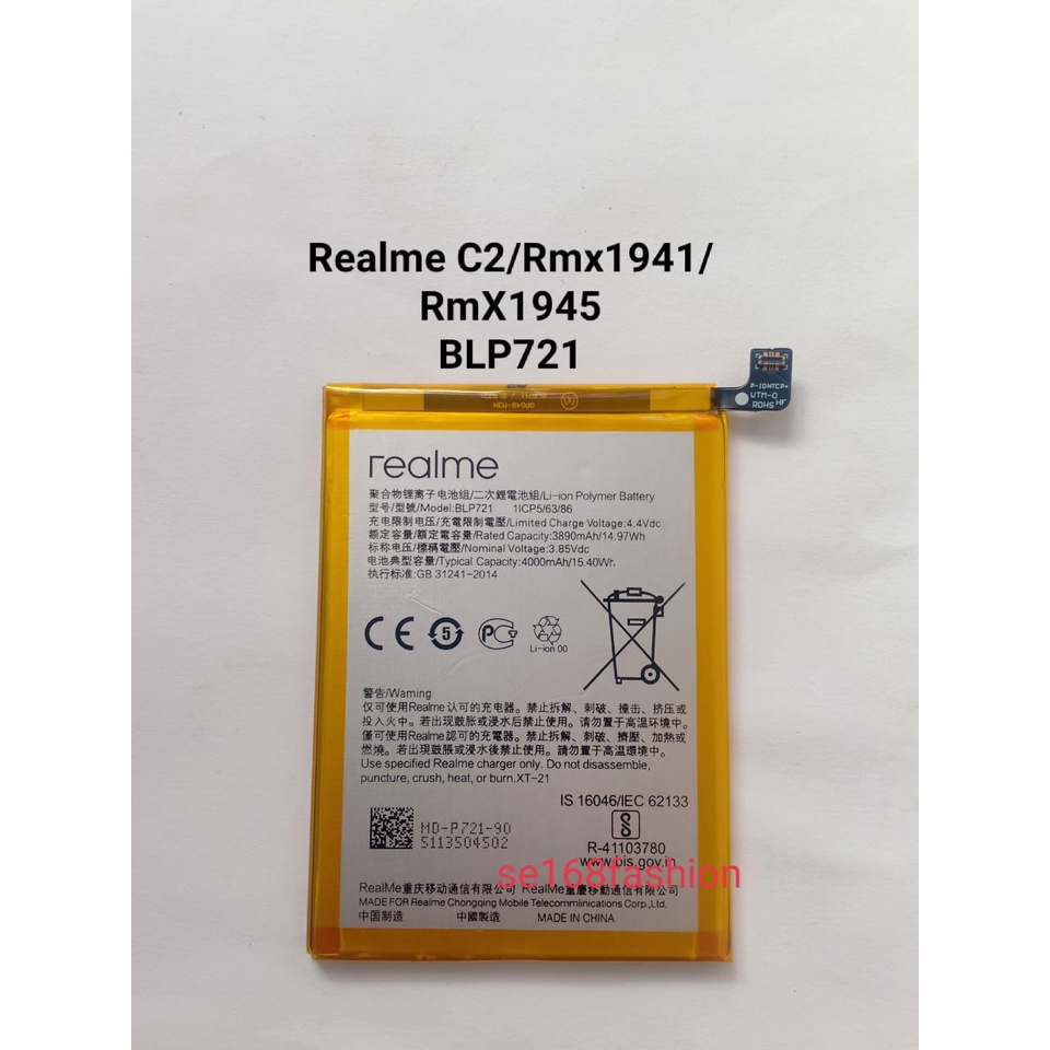 Baterai realme C2 RMX1941 RMX1945 BLp721 Batre Batere Battery