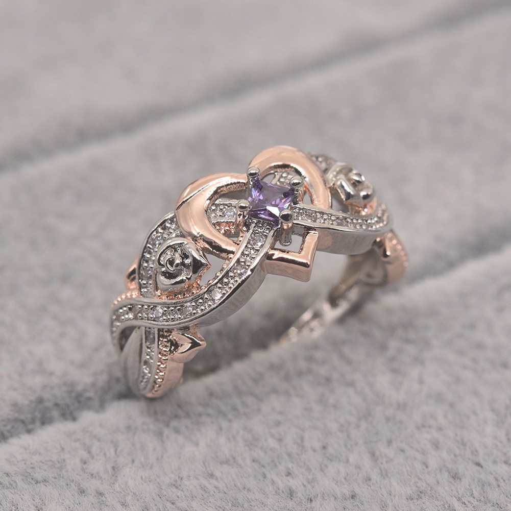 Hu Hu Hu Hu Hu Alat Bantu Pasang Kacamata♡ Cincin Batu Amethyst Imitasi Bentuk Hati Untuk Wanita