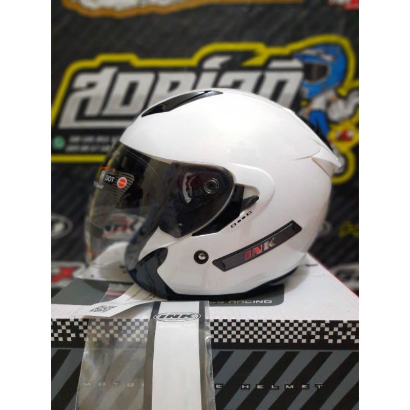 HELM INK METRO 2 WHITE DOUBLE VISOR HELM TOURING INK METRO PUTIH ORIGINAL HELM INK DOBEL VISOR ORI