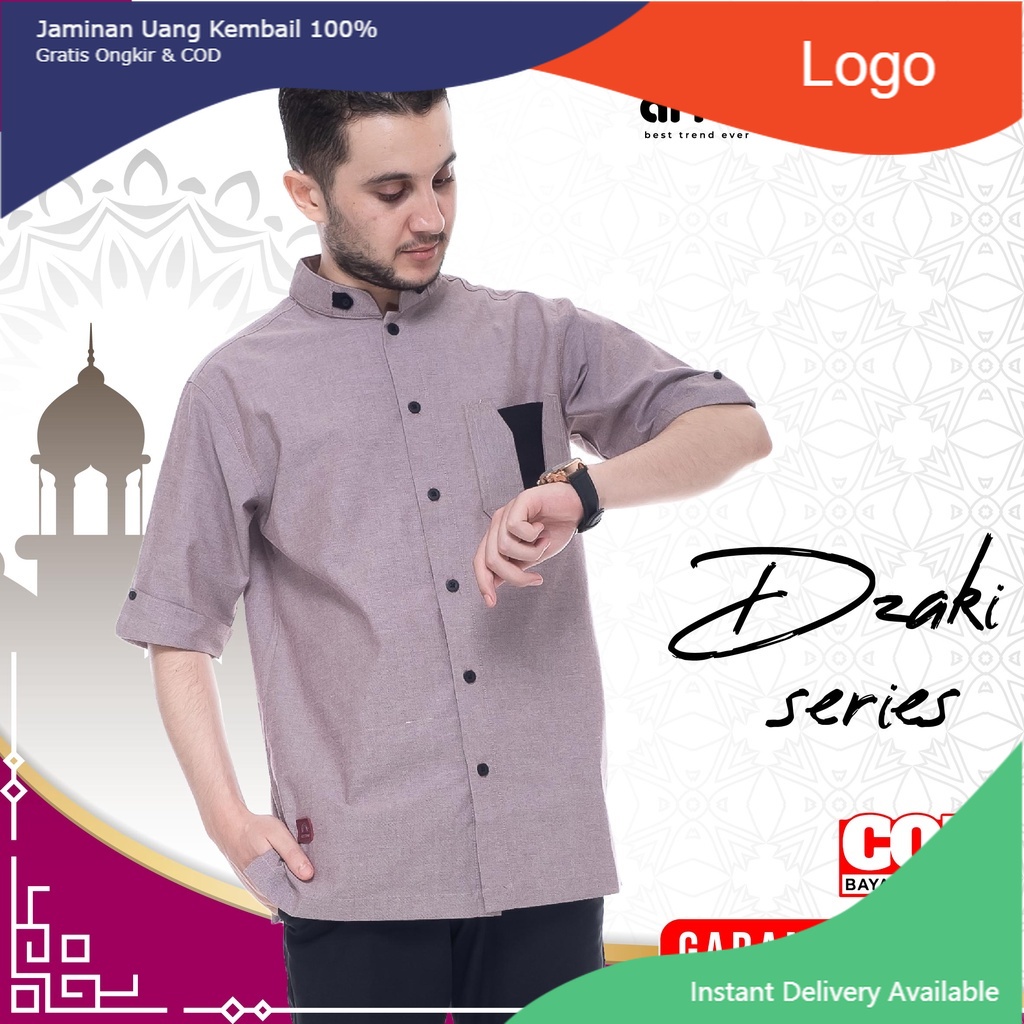 Baju Koko Pria Lengan Pendek Original Arra Dzaki Baju Muslim Pria Koko Laki Laki Kemko Rabbani Koko 