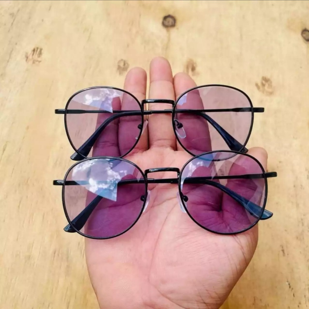 Kacamata Photocromic Anti Radiasi Unisex Vintage Kacamata Berubah Warna Frame Optik