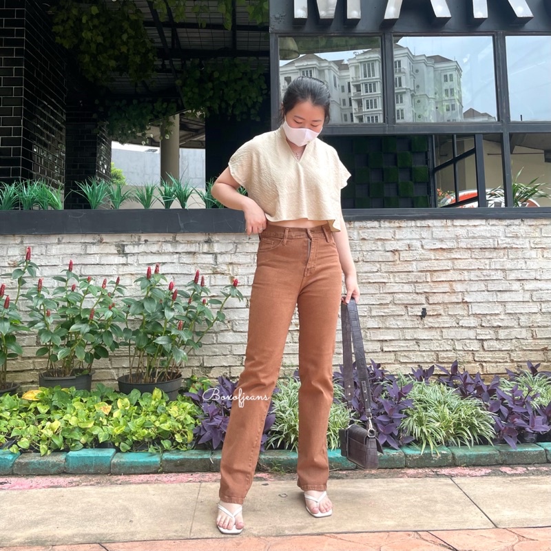 Boxofjeans - MERLYN Stretchy HW Loose Jeans - MOCCA