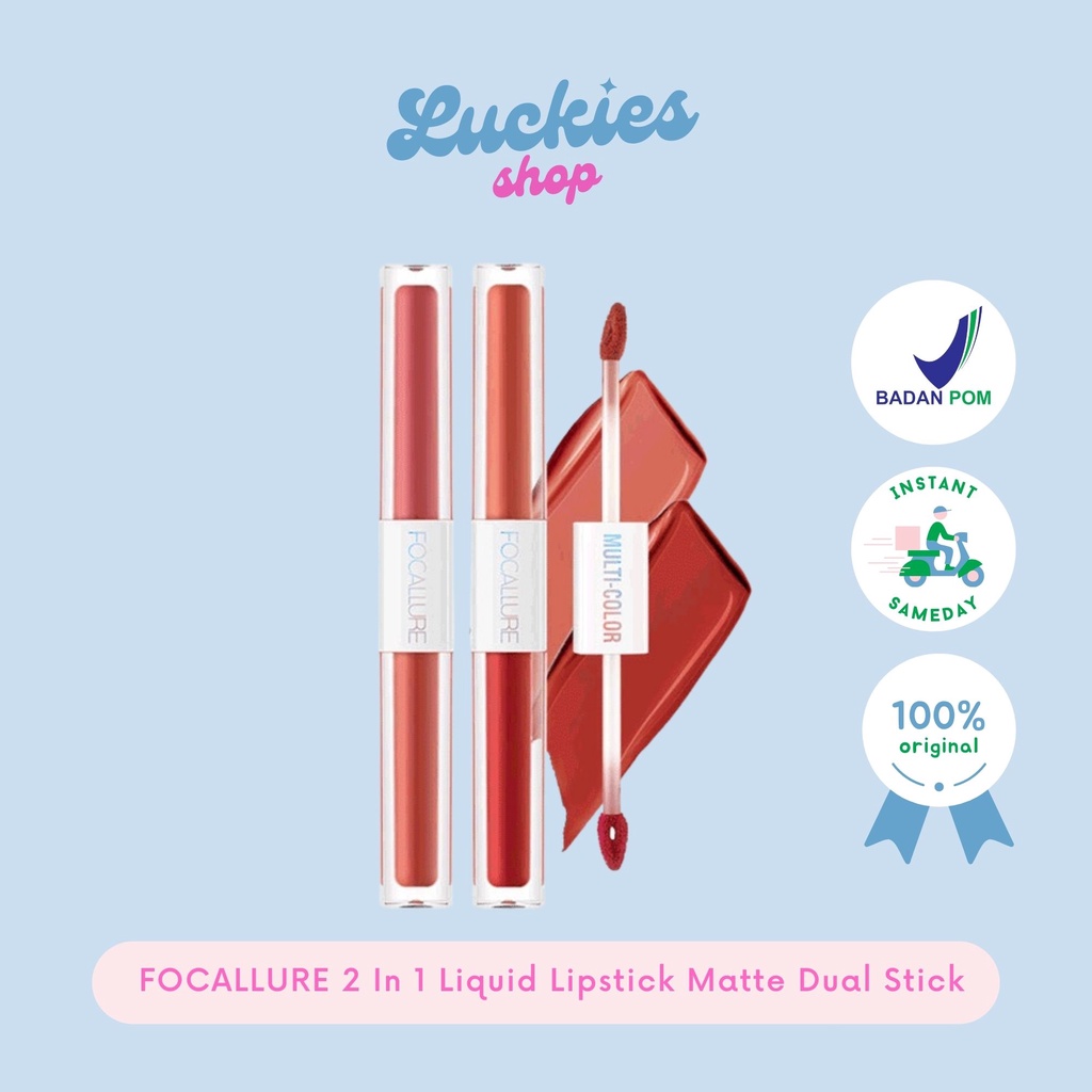 BPOM FOCALLURE 2 In 1 Liquid Lipstick Matte Dual Stick Tahan Lama Hingga 16 Jam Lipstik Lipmatte FA327