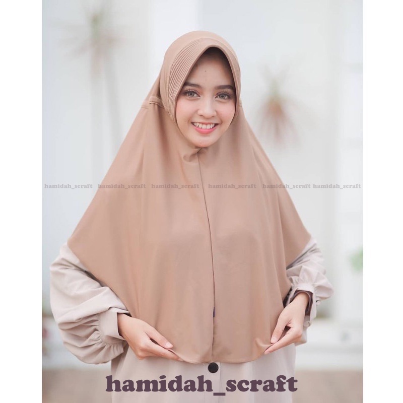 ORI BERGO SERUT HAMIDAH SIZE L PET BORDIR/bergo hamidah/kerudung harian/hijab instan/hijab bergo.