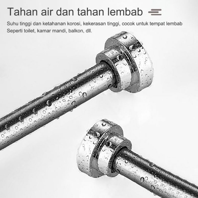 Tiang Tongkat Fleksibel stainles, tongkat kolong dapur, kamar mandi , tongkat serbaguna, tongkat ajaib fleksibel, tongkat pipa ajaib, tongkat panjang pendekin, tongkat panjang pendekin, tongkat stainles steel,