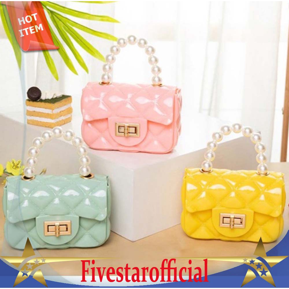 TAS JELLY MINI JELLY MUTIARA JELLY TAS SELEMPANG RANTAI PANJANG - FIVESTAR