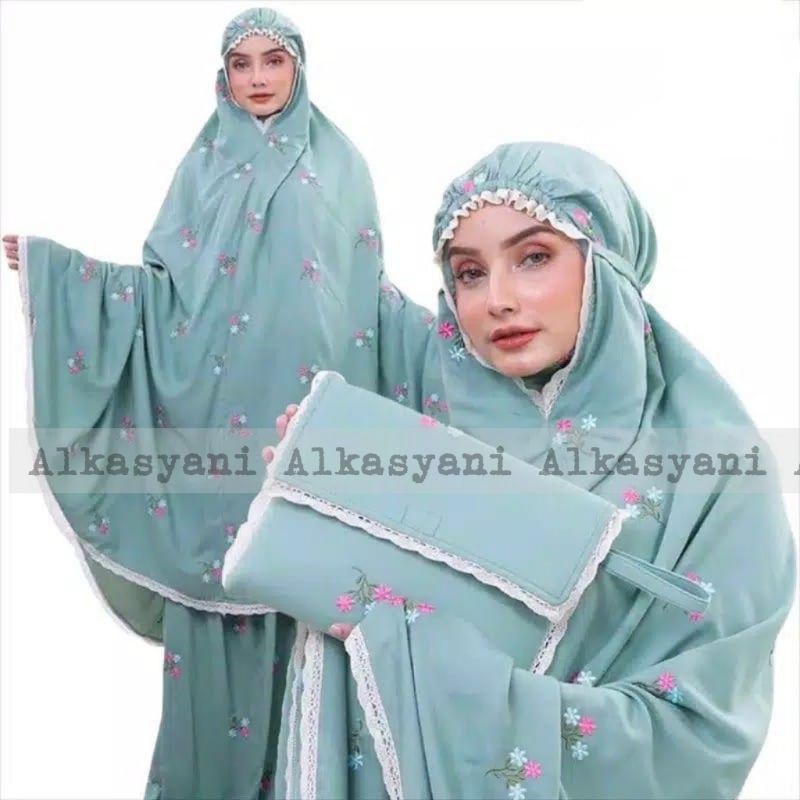 Mukena Dewasa Rayon Bordir Vinca / Mukena Bordir Jumbo /  Mukena Travelling