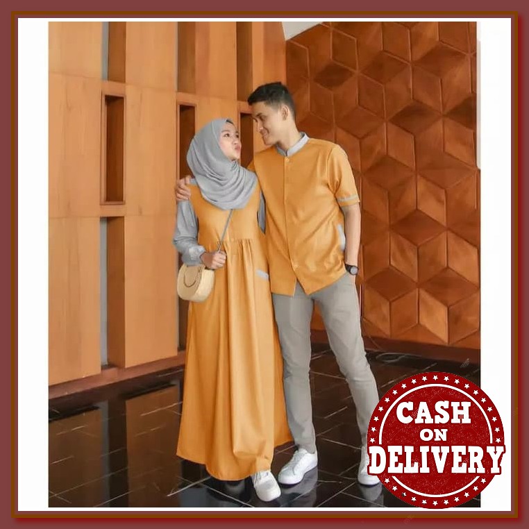 Kaos Couple Atasan Pasangan Dewasa Baju Couple Terbaru 2021 Setel OO995 [Cp Farel Mustard Sl]Setelan
