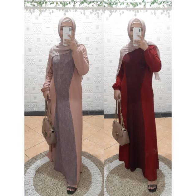 Gamis volty premium Ld 105 pj 140 import + kaos Codoray denim kayu kantong kiri kanan