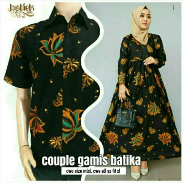 COUPLE GAMIS BATIKA LONG DRESS PANJANG MUSLIM OOTD SARIMBIT BATIK MOTIF CLASSIC ELEGANT JAVA MODERN